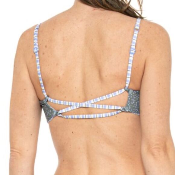 prAna XS Jess Gemma Reversible Swim Bikini Set Spotted Green Blue Yellow Stripe - Picture 11 of 17